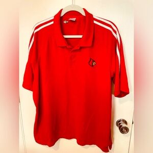 Adidas Univ of Louisville Cards soft mens red polo sport shirt sz XL